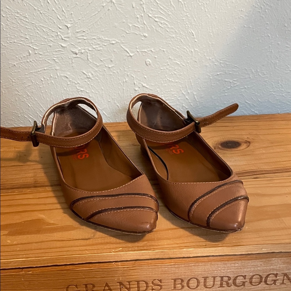 KORS Michael Kors Brown Ankle-Strap Pointed Heels